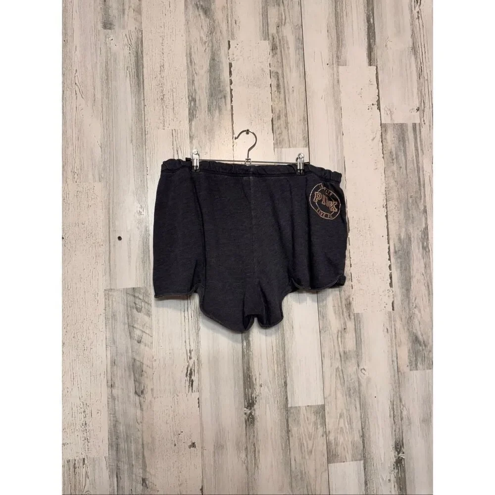 Victoria’s Secret PINK Lounge Shorts Women’s Large Black Scallop Hem Pocket Logo